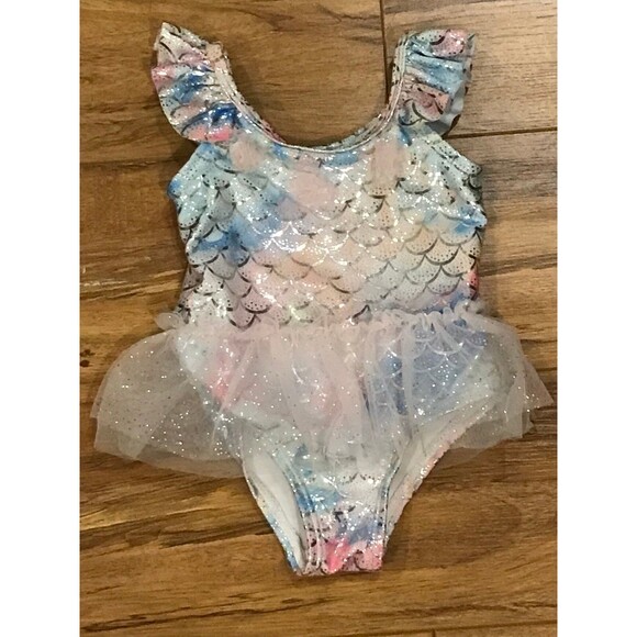 Baby Girl's 6 Month Swimsuit One-Piece Wetsuit Club Mermaid Ruffles - Picture 1 of 2